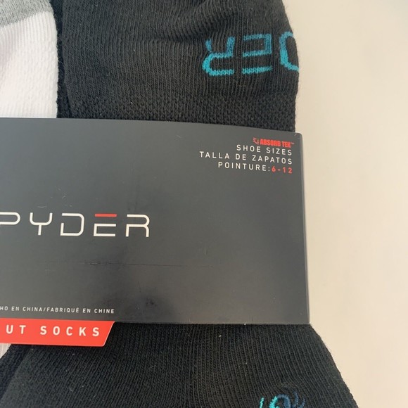 SPYDER TECH Low Cut Socks Cushioned Footbed 5prs Shoe Size 6-12 Black white grey - Picture 4 of 6